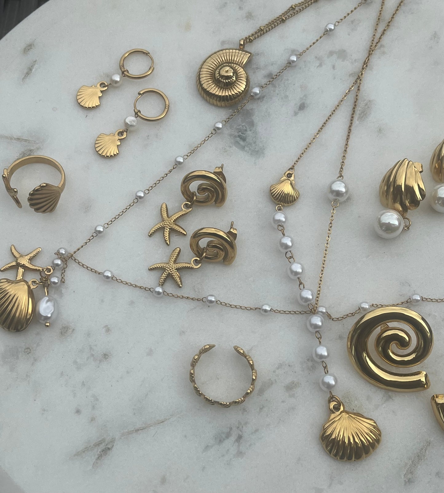 Shell & Pearl Hoops - By Night Jewellery