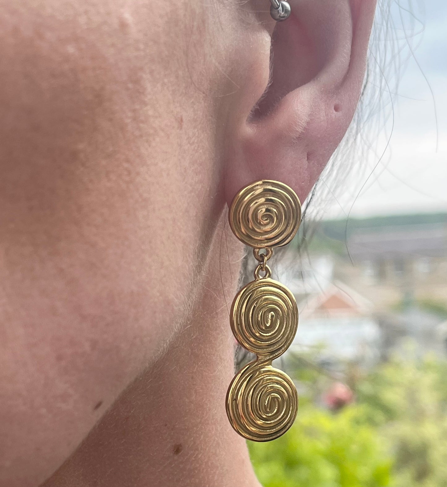 Spiral Dangle Studs - By Night Jewellery