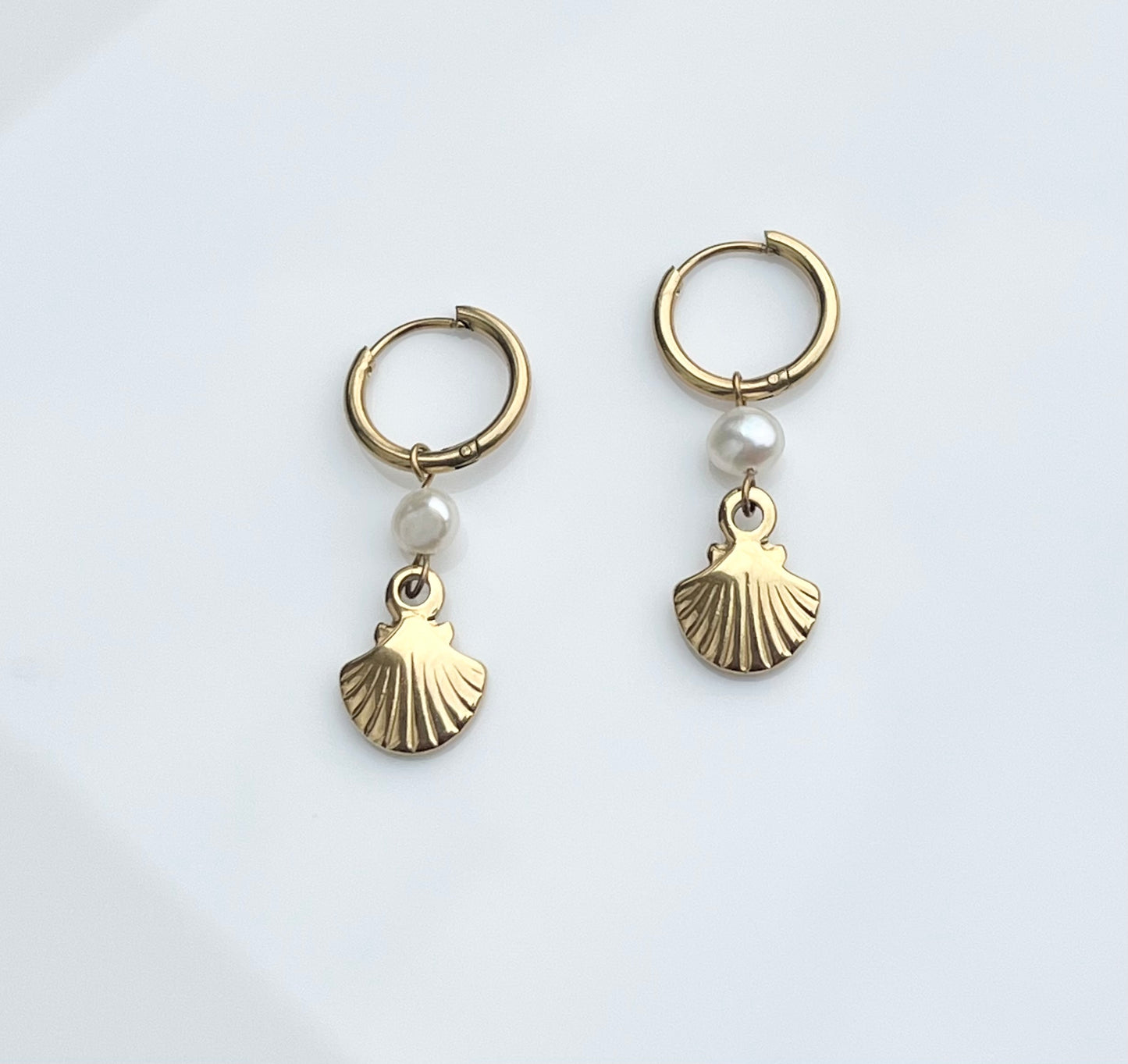 Shell & Pearl Hoops - By Night Jewellery