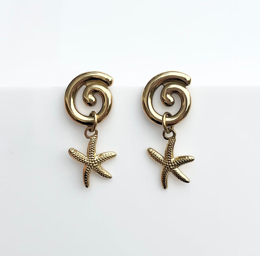 Spiral Starfish Studs - By Night Jewellery