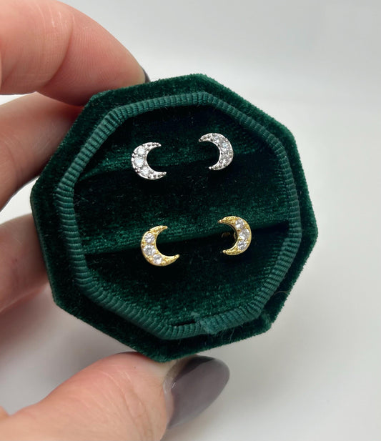 Diamond Moon Studs