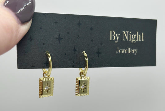 Gold Zircon Hoops