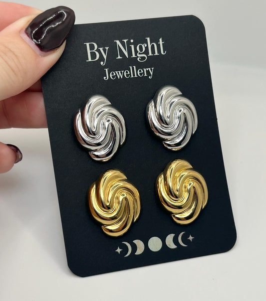Chunky Swirl Studs - By Night Jewellery