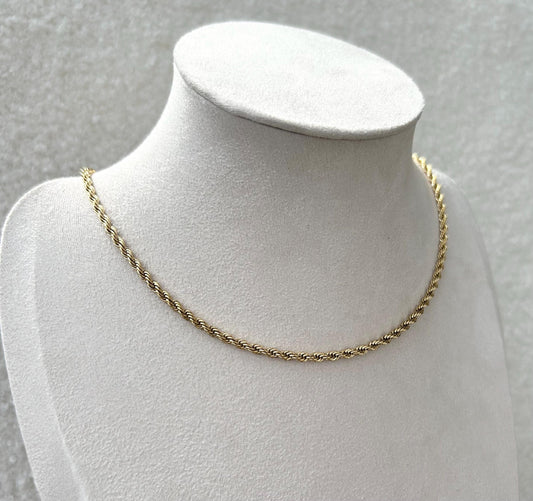 Gold Twisted Rope Chain Necklace